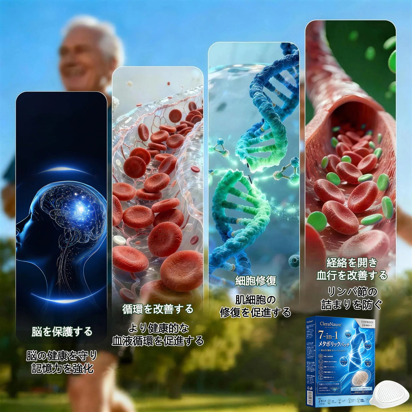 🔵 ピュアオーシャンオメガ3配合（深海由来）🌊 CleraNaure® 7-in-1 メタボリック＆シェイプアップパッチ — 海洋バイオリズムで整える新習慣🔵